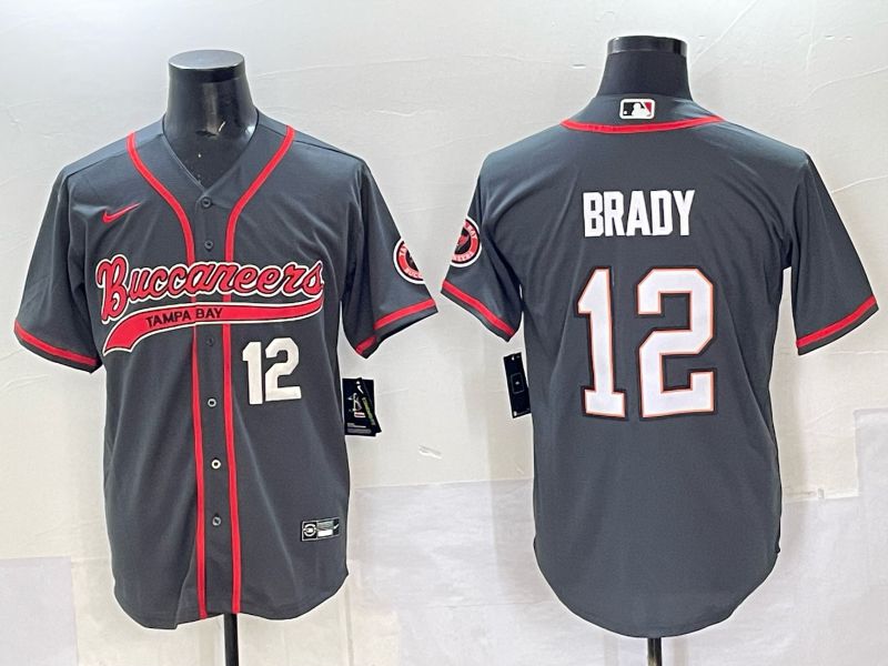 Men 2025 Tampa Bay Buccaneers #12 Brady Grey Joint Name Nike Limited NFL Jersey style 04